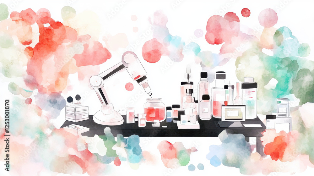 Poster lab laboratory, a high-fidelity image of a state-of-the-art laboratory featuring ai-assisted technol