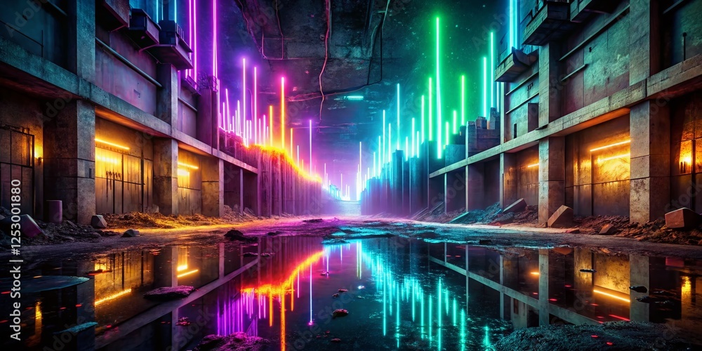 Poster futuristic sound wave visualization: 4k audio spectrum animation