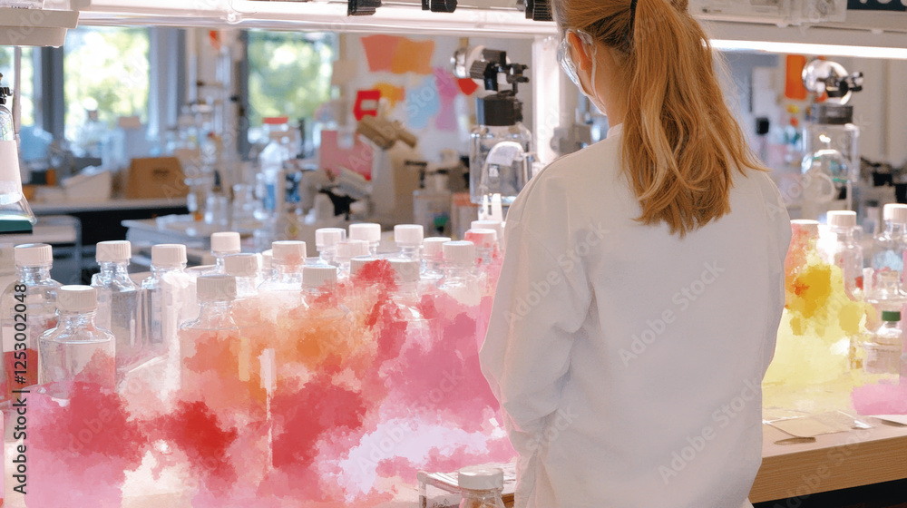 Poster lab laboratory, a toxicology lab image featuring chemical compounds and high fidelity testing result