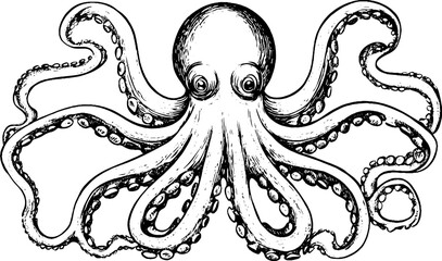 Detailed Black and White Octopus Illustration © Artem