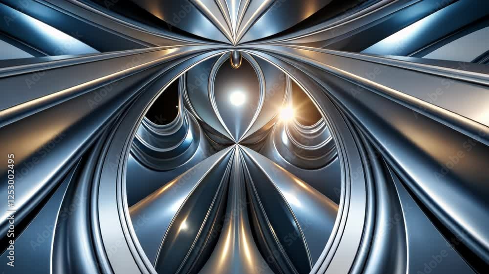 Poster intricate spiral patterns intertwine in a stunning display of metallic forms and light. generative a