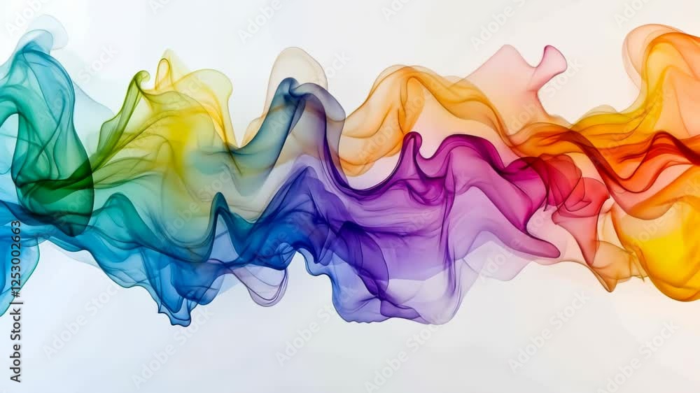 Poster colorful wisps dance across a serene backdrop, creating a mesmerizing flow of motion and light in an