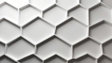 Naklejka premium Symmetrical Geometric Honeycomb Texture in White – 3D Background with Copy Space