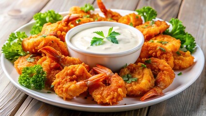 Fototapeta premium Fried Shrimp with Dipping Sauce
