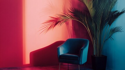 Modern interior with vibrant lighting