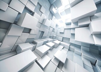 Grey and White Rectangles Abstract Perspective Background