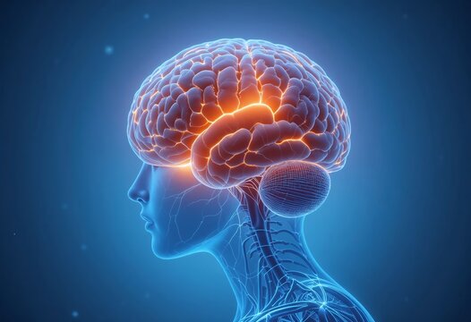 Illustration depicting the brain highlighting areas affected by chronic fatigue syndrome.