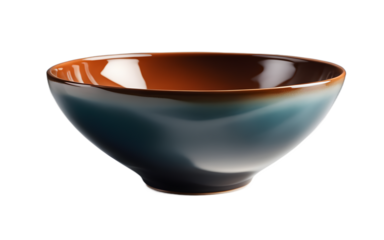 A minimalist decorative ceramic bowl with a glossy finish on a empty plain background