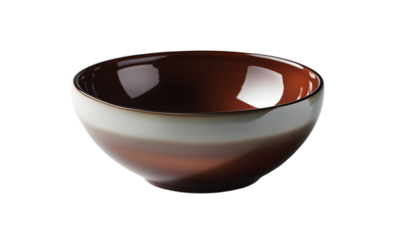 A minimalist decorative ceramic bowl with a glossy finish on a empty plain background