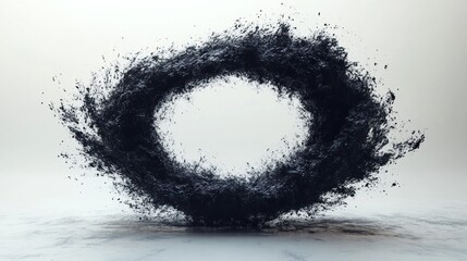 Dark matter ring, swirling dust, white background, abstract art, design element