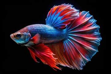 Fototapeta premium Captivating low-light betta splendens portraits: isolated Siamese fighting fish.