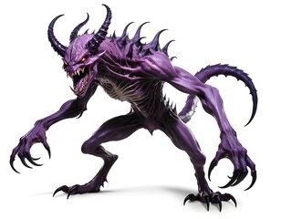 Fototapeta premium evil purple red monster with claws character design
