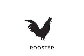 Rooster logo with simple design, rooster silhouette logo design
