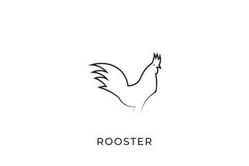Rooster logo with simple design, rooster silhouette logo design