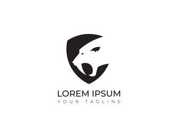 Sabertooth logo silhouette design with long fangs, simple sabertooth logo, head logo