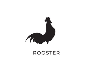 Rooster logo with simple design, rooster silhouette logo design