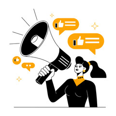 businessman shouting through megaphone