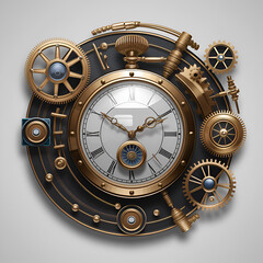 old clock on white background