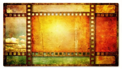 Obraz premium Retro Photo Framework Against Old Paper with Filmstrip
