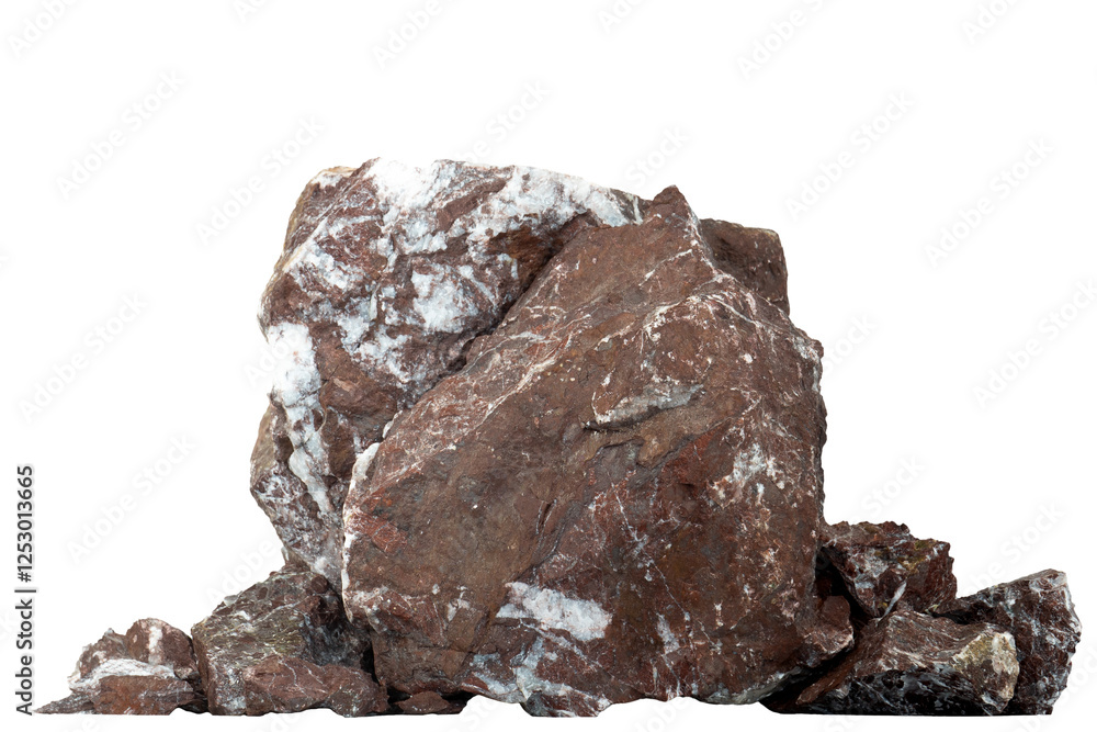 Poster broken stone boulder isolated element