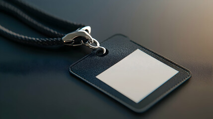 A sleek black ID badge holder with lanyard, designed for corporate events, office branding, and professional identification.

