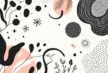 Various shapes and designs, including circles, lines, and dots, arranged in a visually appealing manner. Vector patterns, random pattern