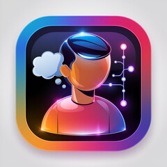 man icon on metal internet button