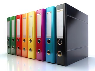 Standing Out: Colorful Binder Amidst Black Binders in Office Atmosphere