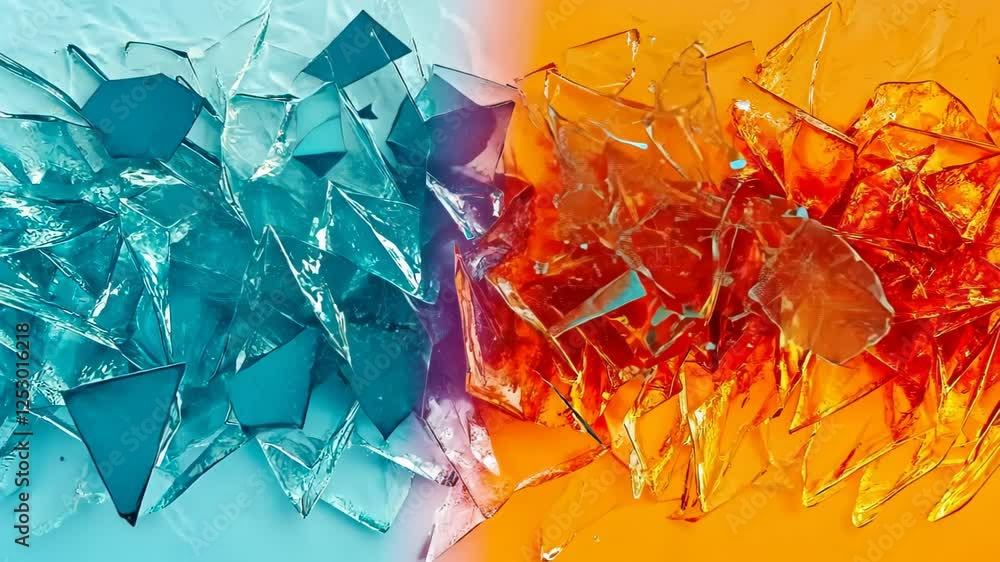 Poster delicate shards of color bring together cool ice and fiery flame in an artistic exploration of contr