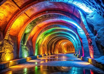 Obraz premium Stunning Underground Salt Mine Arched Roof Supports