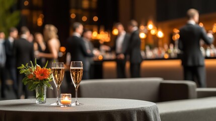 Champagne Flutes At Party Reception