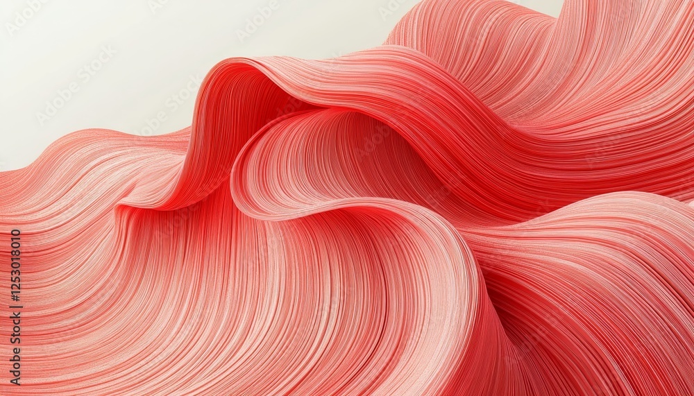 Poster abstract red waves. flowing lines, curved shapes. digital art, dynamic composition, smooth texture.