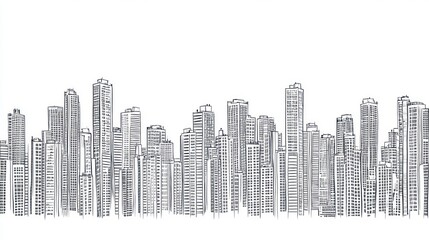 Fototapeta premium City skyline sketch, urban architecture, graphic design, background image