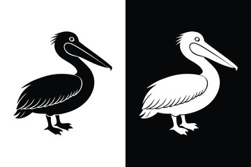 Download Pelican Silhouette Vector Icon Crisp Black & White.