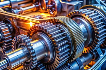 Fototapeta premium High-Tech Automobile Gearbox Cross-Section: Helical Gears and Shafts
