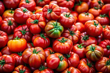 Juicy ripe tomatoes, bursting with flavor, freshly picked for the farmer's market.