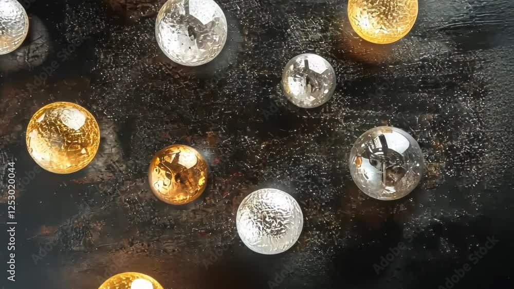 Aufkleber create a captivating centerpiece with shimmering decorative orbs on a stylish dark surface. generati
