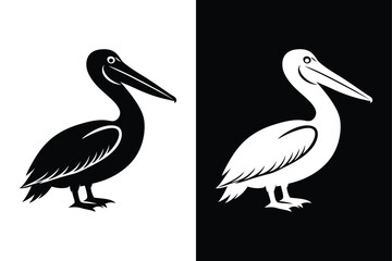 Fototapeta premium Download Pelican Silhouette Vector Icon Crisp Black & White.