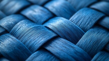 Cobalt Interwoven Strands, A Macro View of Dense Blue Weaving with Artistic Depth