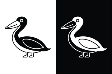 Download Pelican Silhouette Vector Icon Crisp Black & White.