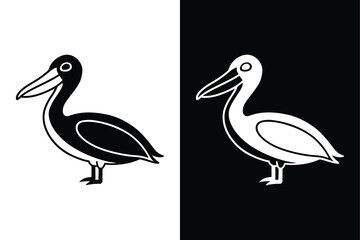 Download Pelican Silhouette Vector Icon Crisp Black & White.