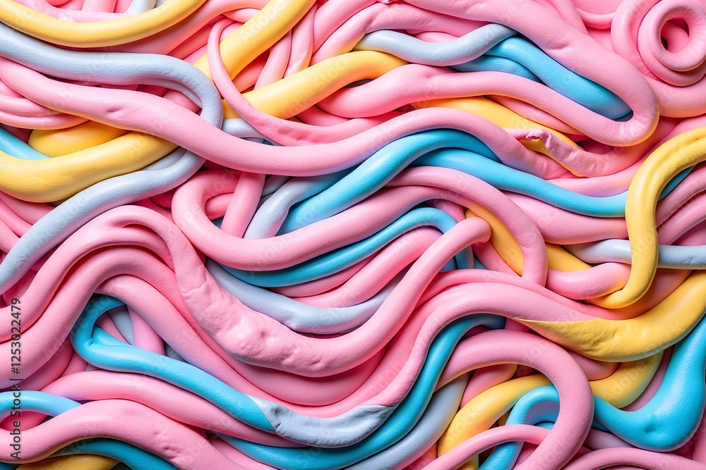 Poster colorful swirls of pastel modeling clay in abstract pattern