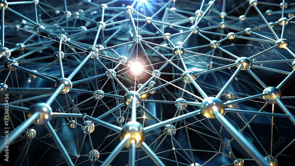 Poster exploring the captivating world of molecular structures and their intricate connections in a mesmeri