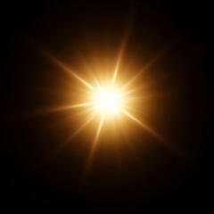 Obraz premium Radiant golden light burst against dark background