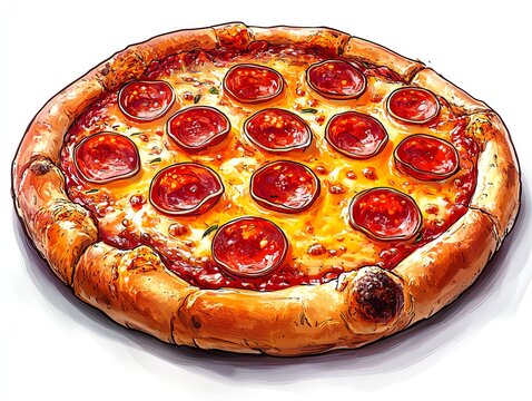 Delicious pepperoni pizza with golden crust and melted cheese.