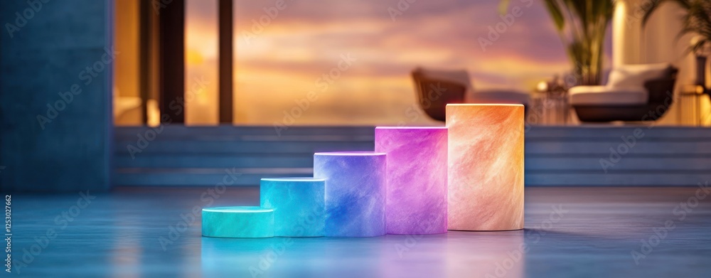 Poster colorful gradient geometric shapes representing growth and progress in a modern interior space