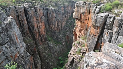 Fototapeta premium Majestic Canyon Vista: A Breathtaking View of Rugged Cliffs and Deep Gorge