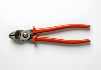 Fototapeta premium Orange-Handled Diagonal Cutting Pliers on White Background