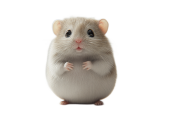 Adorable Fluffy Hamster Standing on Hind Legs with Curious Expression in Minimalist Setting