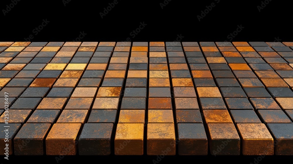 Poster metallic cubes array on dark background